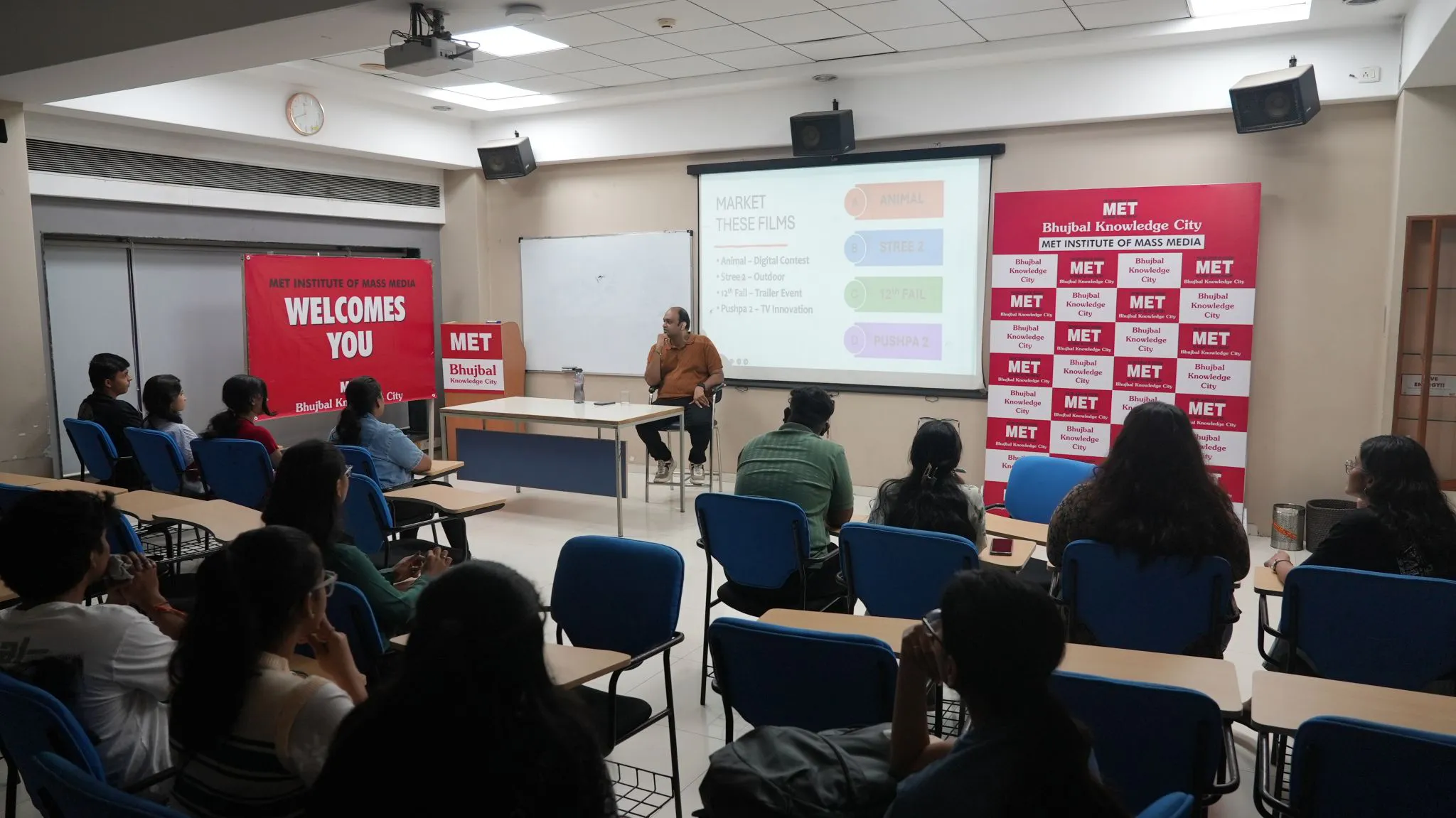 MET Institute of Mass Media proudly welcomed its distinguished alumnus, Mr. Abhishek Jain, as a guest speaker during the Induction Week for the Post Graduate Program in Mass Communication and Media Management (PGP MCMM 2025 - 26).